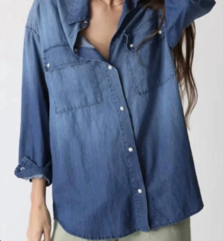 Ryan Utility Shirt-Chambray In Medium Denim Blue The Good Stuff