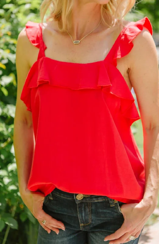 Salem Ruffle Tank In Red Limited - Edition Drops