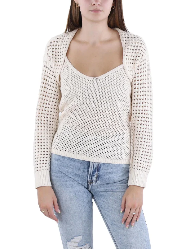 Sammy Womens Crochet Shrug Pullover Top Refined Simplicity