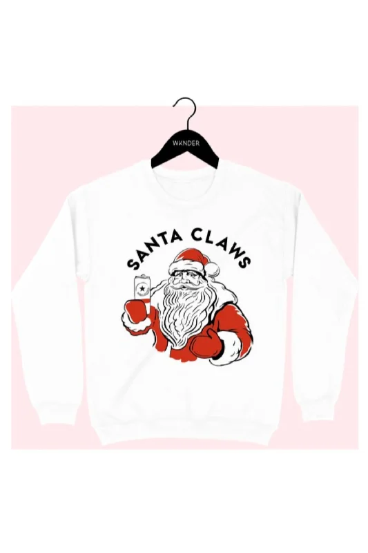 Santa Claws Crewneck Sweatshirt In White, Red, Black Fashion Forward