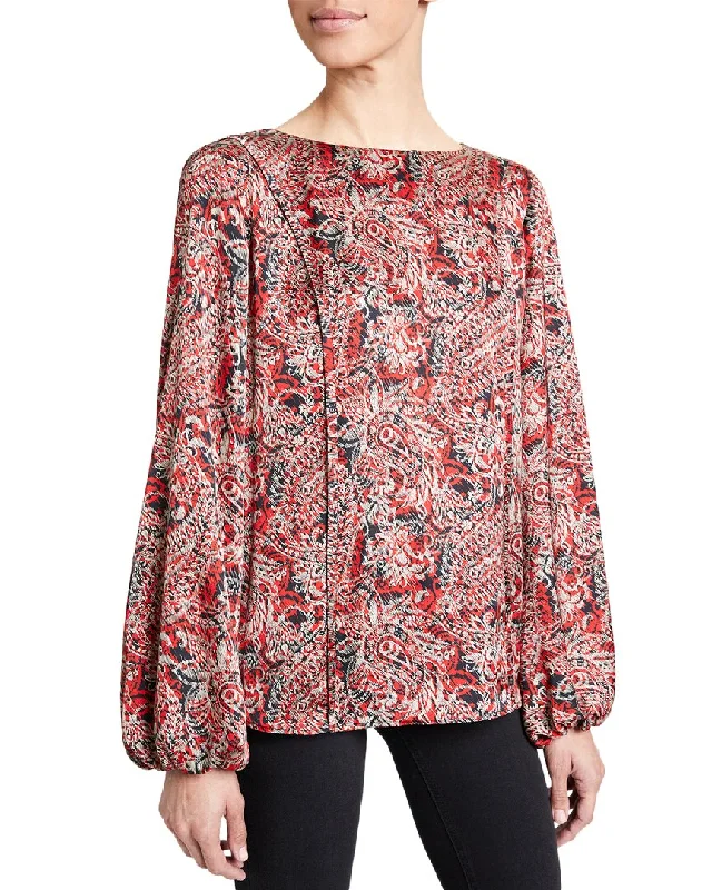 Santorelli Emory Bateau Neck Blouse Effortless Sophistication