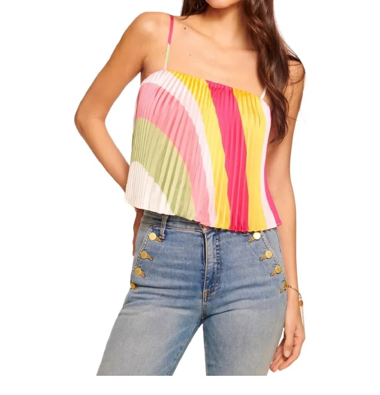 Sarah Pleated Tank Top In Multi Color Exclusive Designer Collection