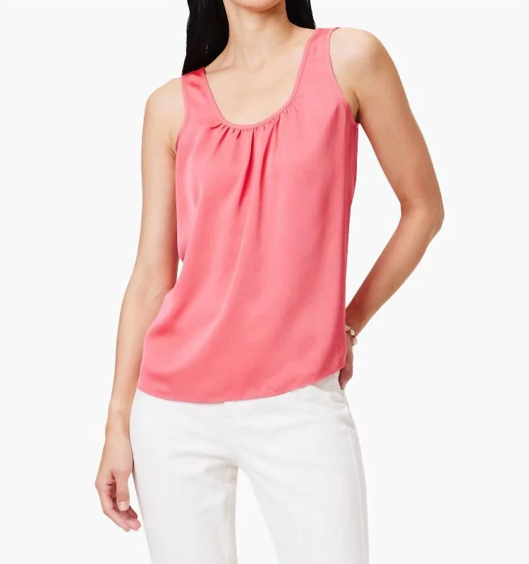 Satin Chiffon Scoop Tank Top In Coral Chic & Cozy Collection