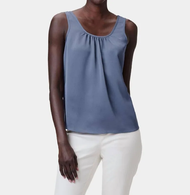 Satin Chiffon Scoop Tank Top In Slate Effortless Style, Endless Impact