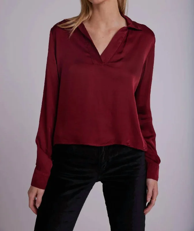 Satin Tunic Blouse In Sweet Sangria Browse Our Top Products