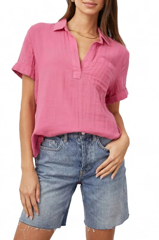 Savannah Shirt In Pink Punch Cutting Edge Fashion