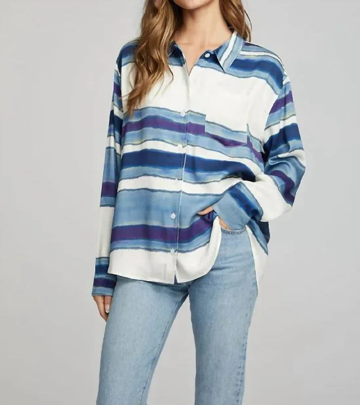 Saville Button Down Shirt In Pacific Stripe You'Ll Love Us Because