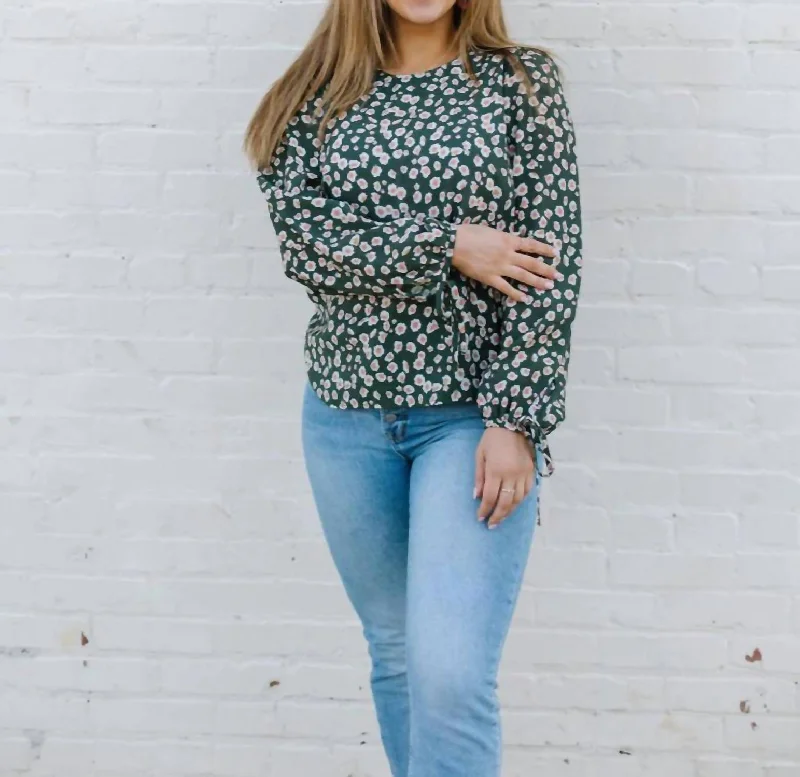 Sawyer Top In Sage Floral Flowing Silhouette