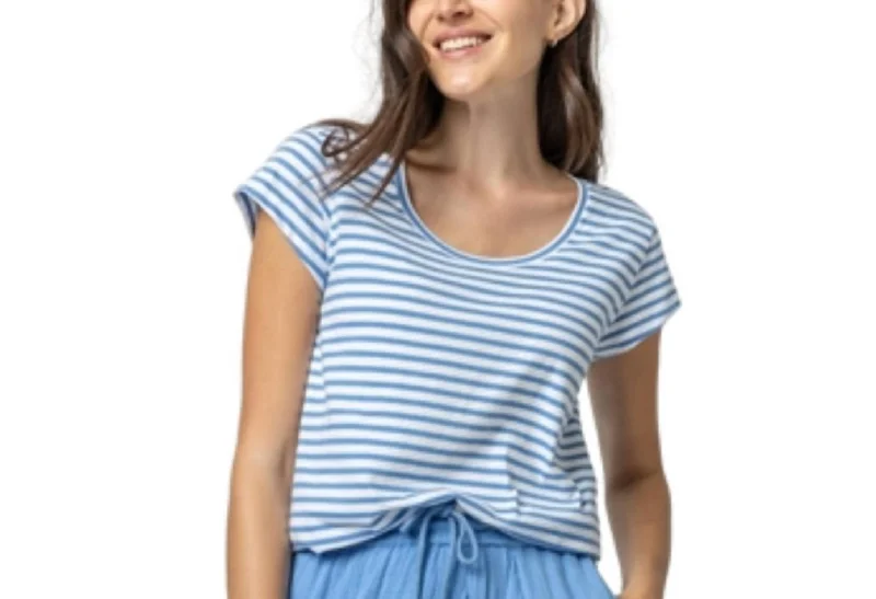 Scoop Neck Top In Marina Stripe Luxury Fashion for Women