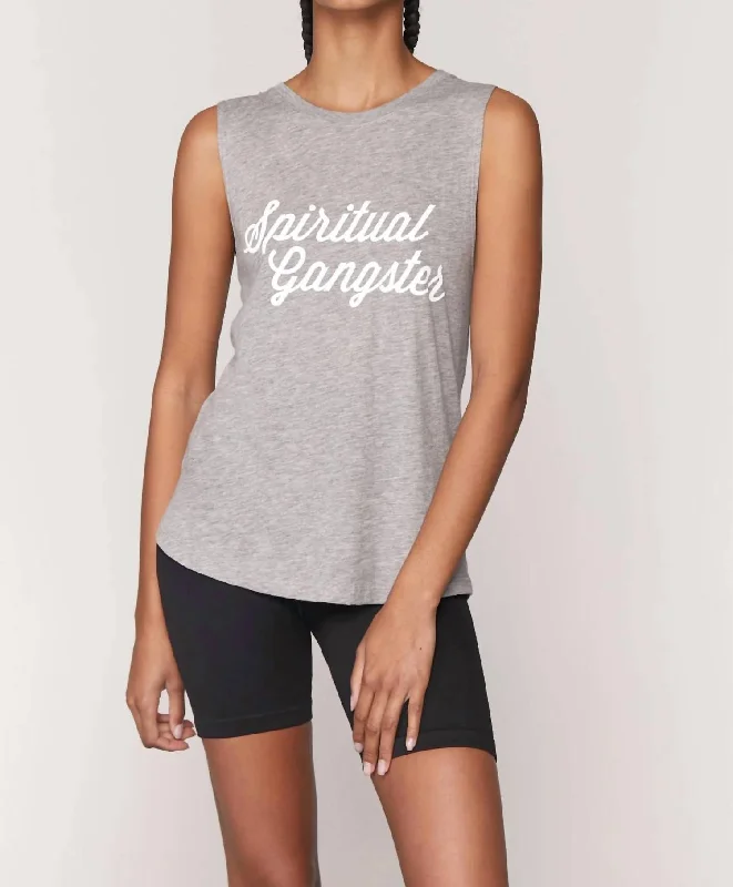 Script Muscle Tank Top In Grey Chic Trend Collection