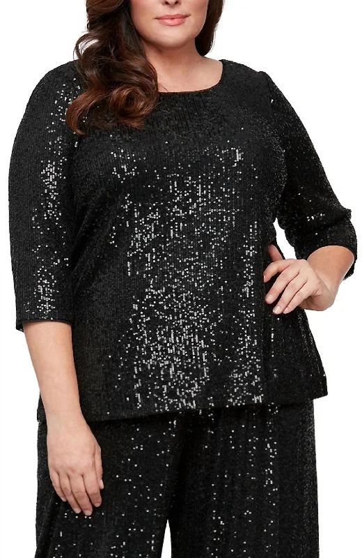 Sequined Party Top In Black Hot Trends