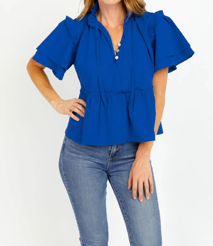 Sevila Blouse In Royal Blue Daily Deals