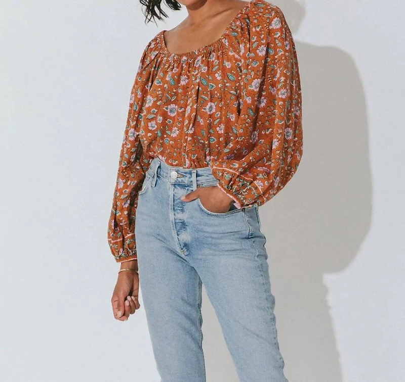 Shania Blouse In Terracotta Floral Dive Into Trendy Styles