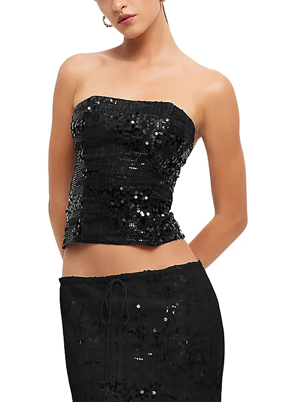 She's All That Womens Sequined Strapless Cropped Summer Deals