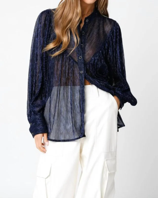 Shimmer Sheer Blouse In Navy Unbeatable Prices