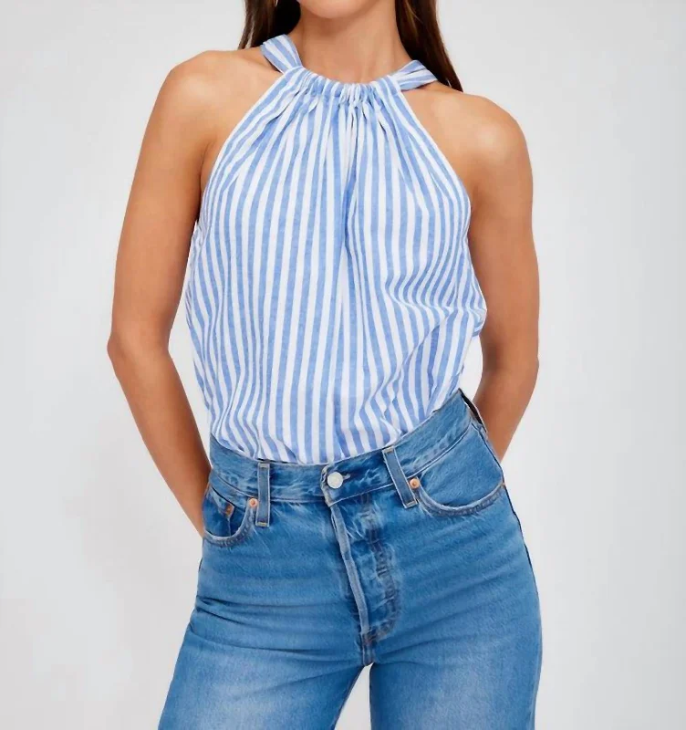 Sicile Tank Top In Blue Stripe Break Fashion Norms