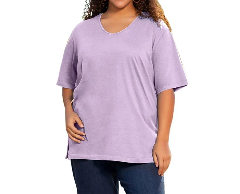 Side Cotton Short Sleeve Tee - Plus In French Lilac Exclusive Sale