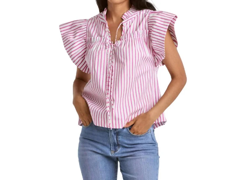 Siena Ruffle Top In Pink Cocktail Trend Forward Threads For Her