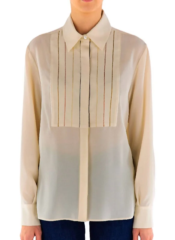 Silk Crepe De Chine Blouse With Embroidery In White Elevate Your Wardrobe