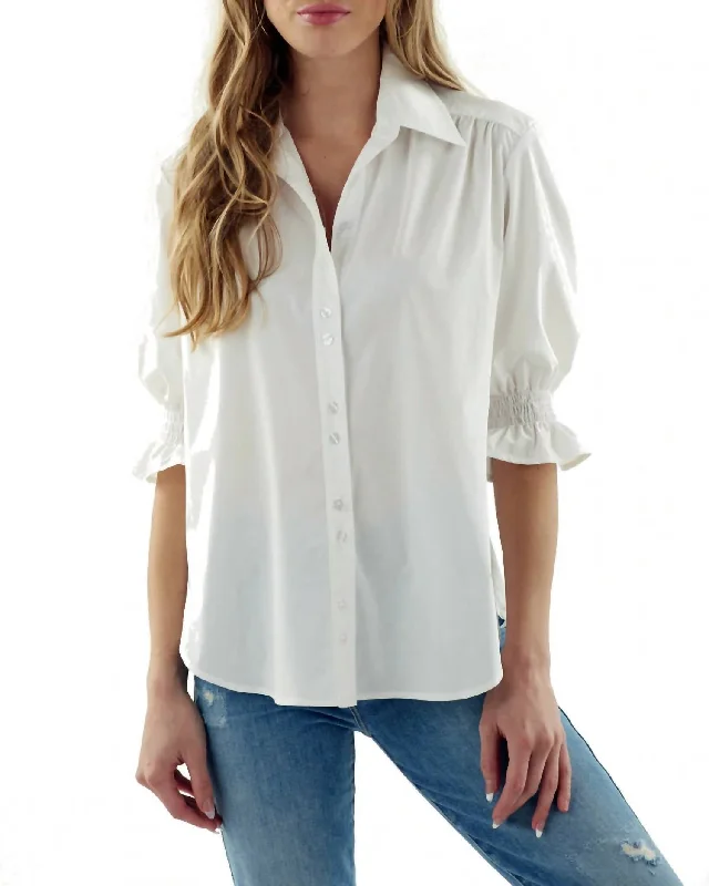 Sirena Shirt In White Comfortable Chic