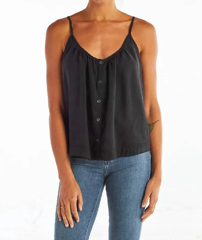 Snap Front Top In Black Durable Fashion Picks