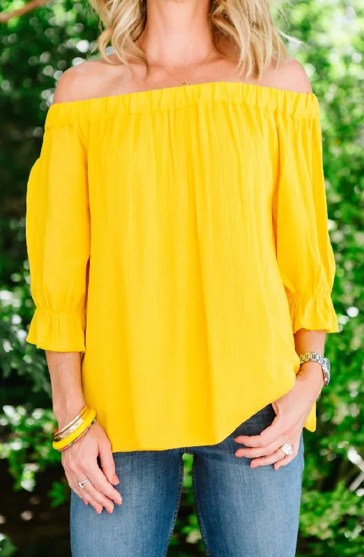 Soak Up The Sun Peasant Top In Marigold Fashion Forward Style