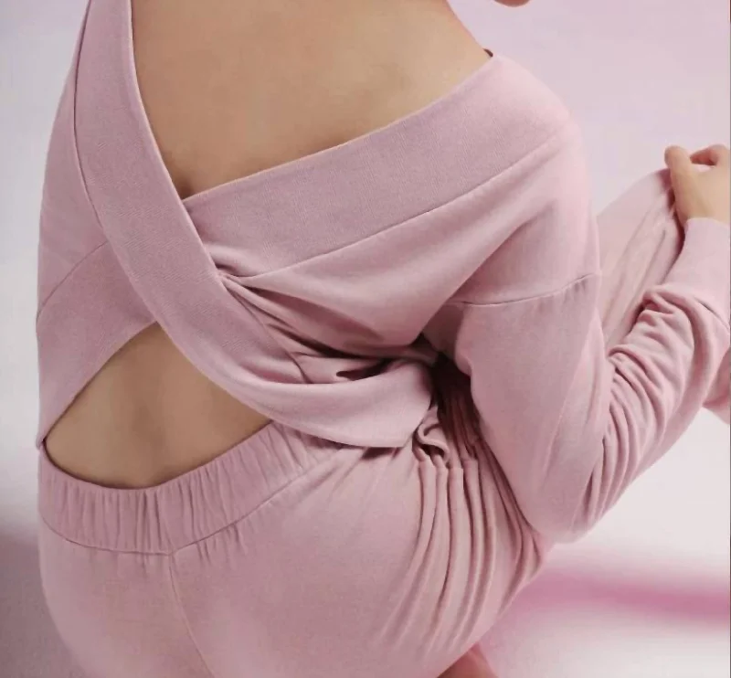 Softest Fleece L/s Back Twist Top In Ballet Low Price Special