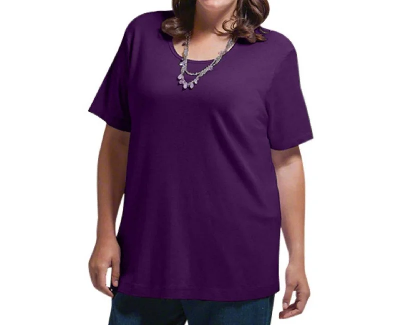 Solid Short Sleeve U-Neck Tee - Plus In Purple Weekend Exclusive