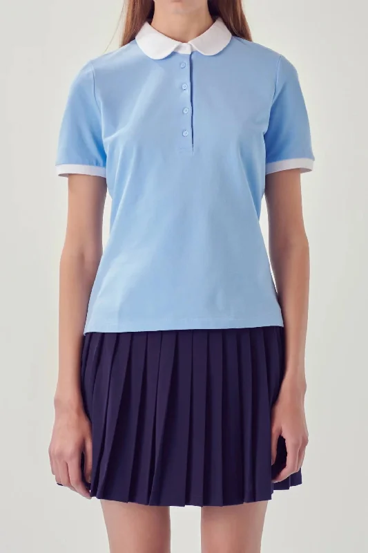 Solid Sportswear Knit Polo Shirt In Blue Shop Sales