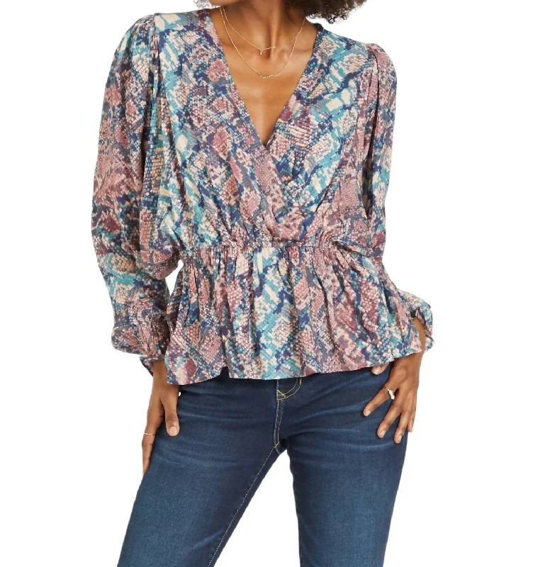 Sonya Viper Top In Blue Seasonal Trends