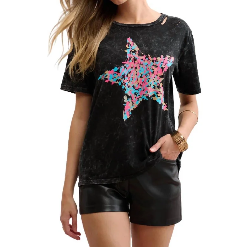 Splatter Star T-Shirt In Black Cutting Edge Fashion