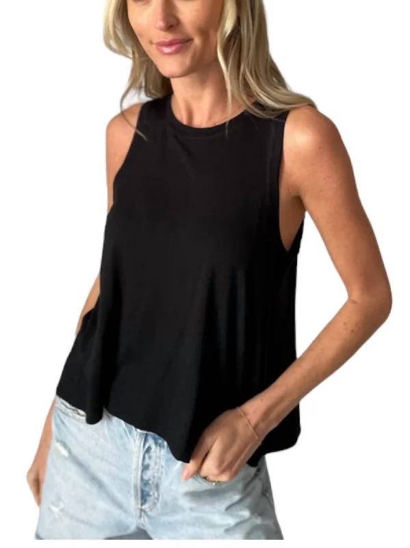 Split Back Tank Top In Black Trendy Street Style