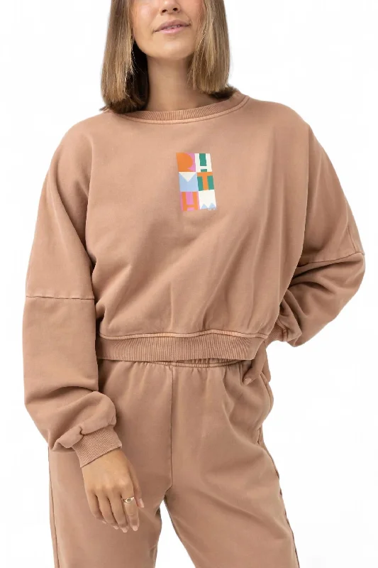 Stacked Slouch Fleece Sweatshirt In Caramel Clearance Sale, All Cheap