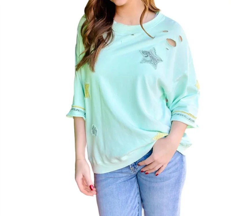 Star Gaze Patch Tee In Aqua Style Breakthroughs