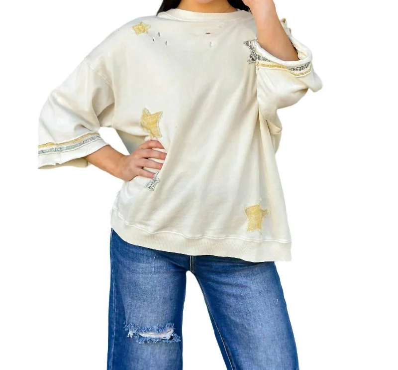 Star Gaze Patch Tee In Eggshell Stylish Basics