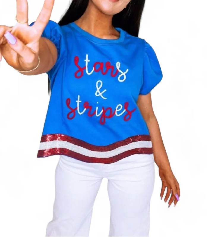 Stars And Stripes Patch Tee In Blue Wardrobe Upgrade