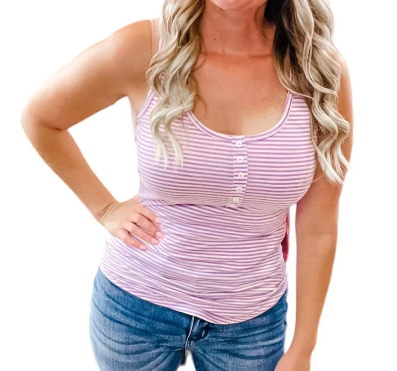 Stripe Tank Top In Lavender Trendy Threads