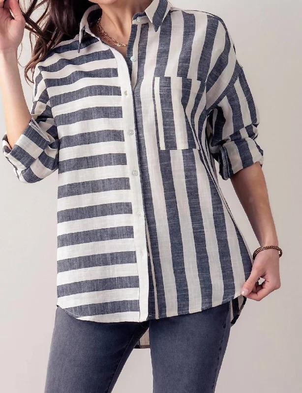 Striped Woven Shirt In Black Your Timeless Wardrobe Awaits