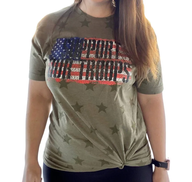 Support Our Troops Tee In Green Summer Essentials