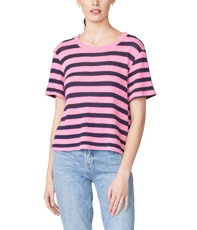 Sweater Knit Stripe Pique Baby Tee In Cherry The Latest Fashion Trends