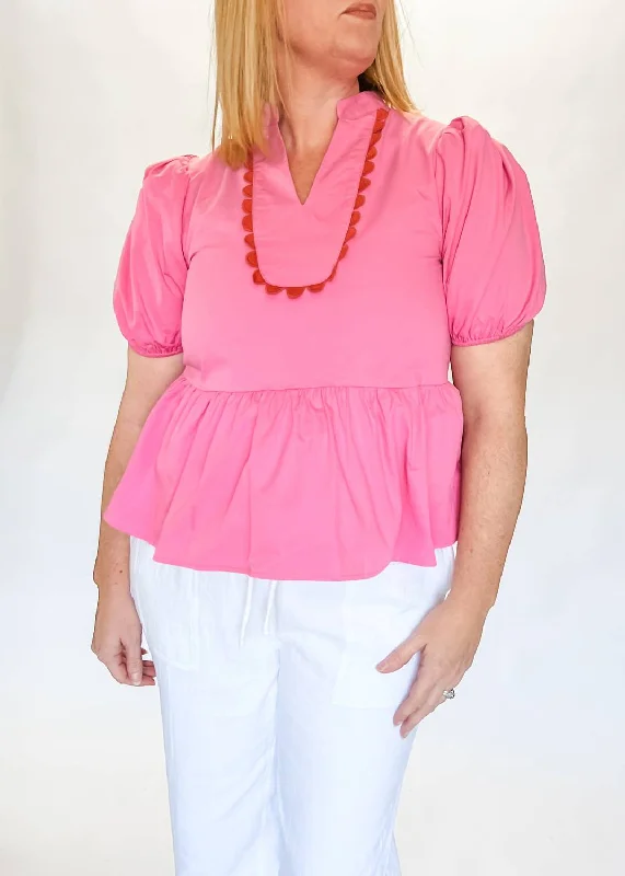 Sweet Escape Puff Sleeve Top In Pink Quality Driven Apparel