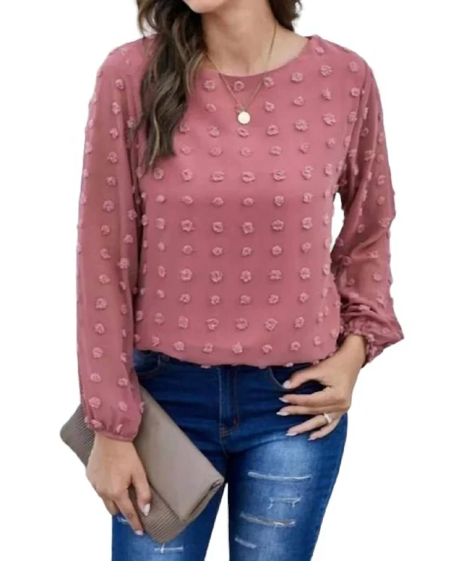 Swiss Dot Blouse In Faded Rose Celebrate With Big Savings