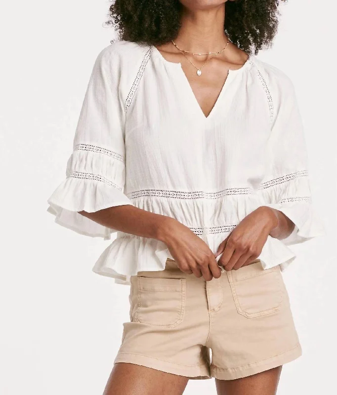 Sybil Lace Trim Top In White Grab Romantic Date - Night Styles Now