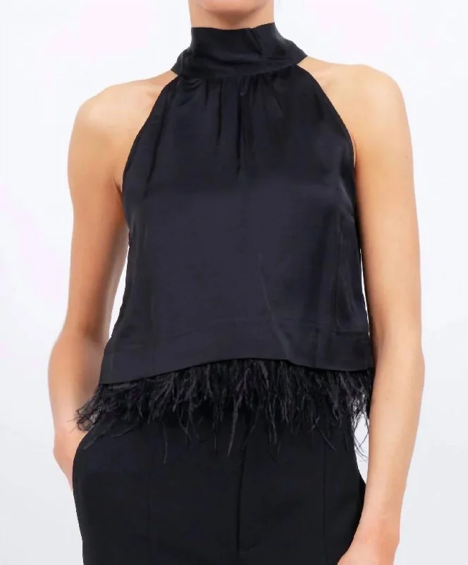 Sylvie Sweep Top In Black Feminine Elegance