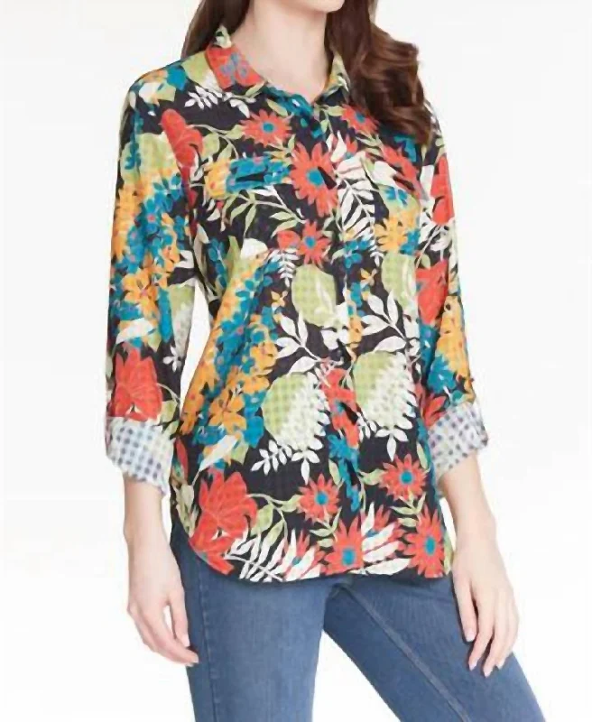 Take The Lead Top In Floral Print Subtle Sophistication