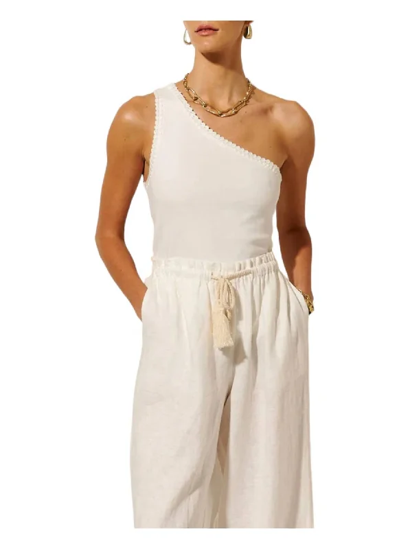 Tallulah One Shoulder Tank Top In Ivory Trendy And Individual Women's Fashion