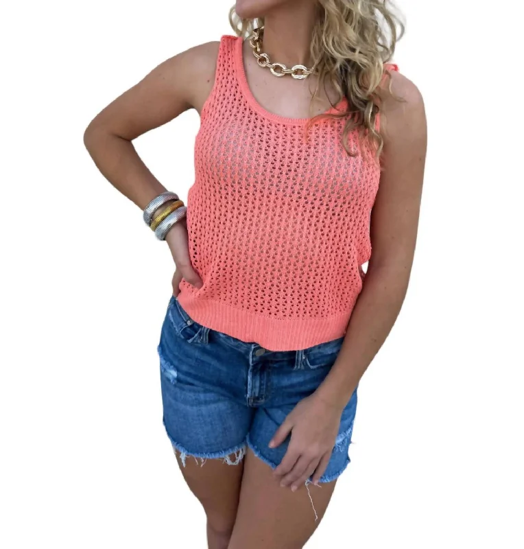 Tara Knit Tank In Coral Discount Extravaganza