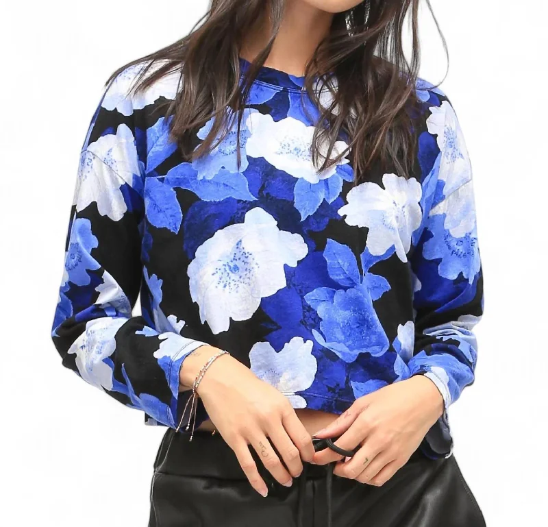 Taryn Floral Long Sleeve Tee In Onyx/ice Limited Stock, Big Sale