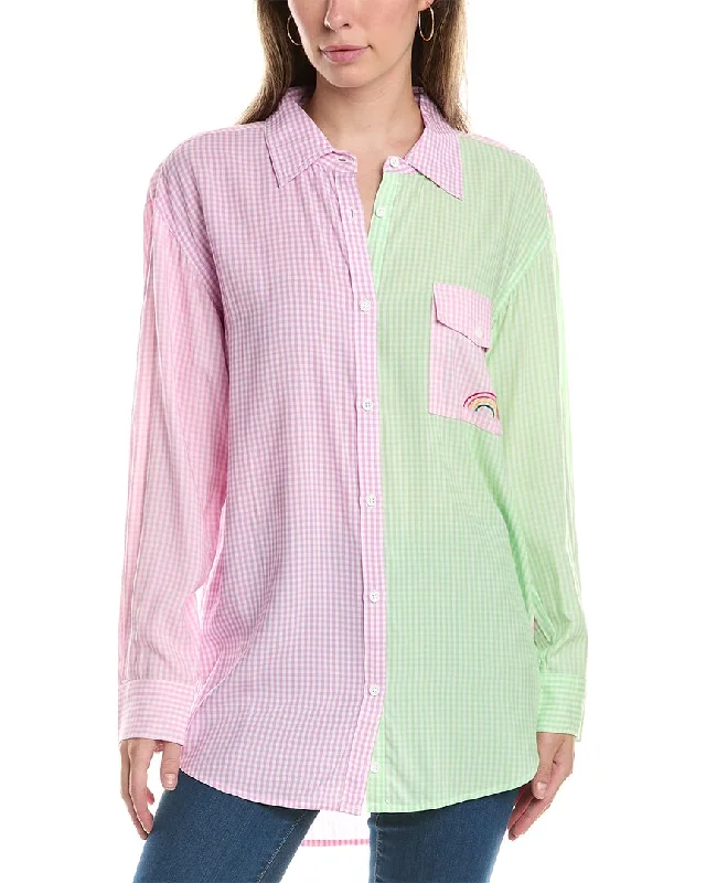 Terez Printed Button-Down Shirt Athleisure Wear Promotion