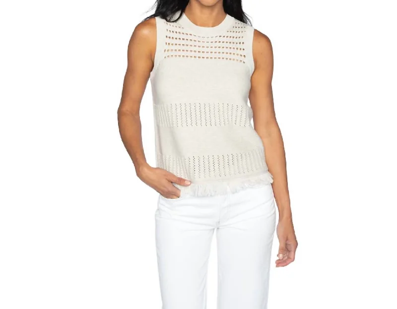 Textured Fringe Tank Top In White Unleash Your Style